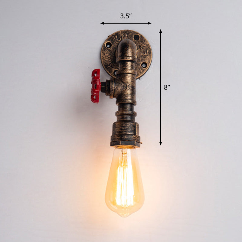 BowLift | Iron Water Pipe Wall Lamp Rustic Style Restaurant Wall Lighting Fixture in Bronze