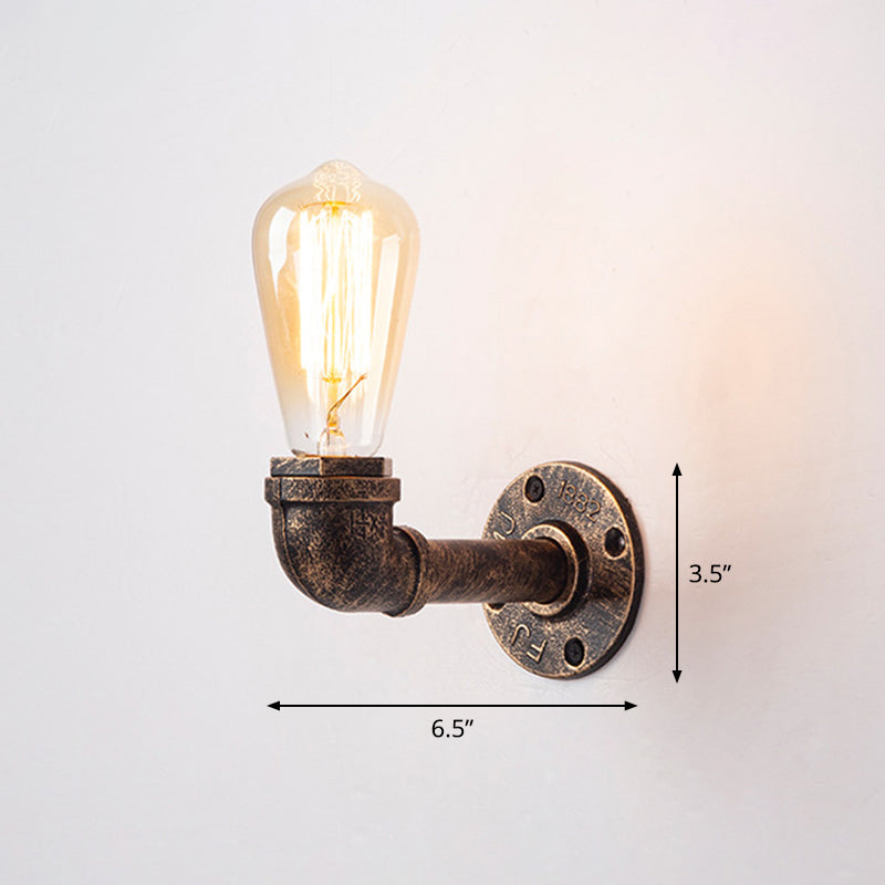 BowLift | Iron Water Pipe Wall Lamp Rustic Style Restaurant Wall Lighting Fixture in Bronze