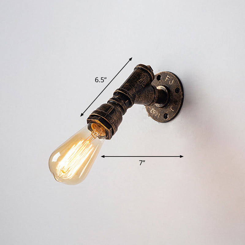 BowLift | Iron Water Pipe Wall Lamp Rustic Style Restaurant Wall Lighting Fixture in Bronze