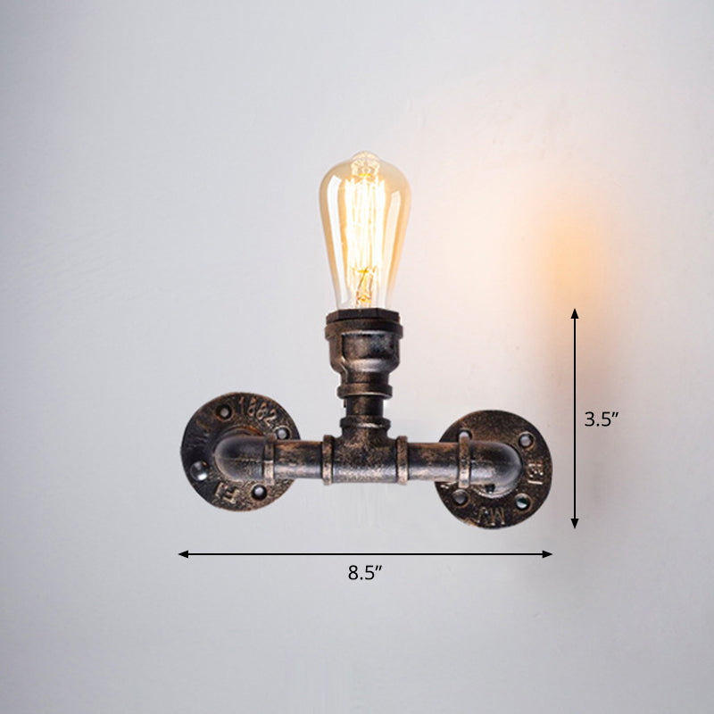 BowLift | Iron Water Pipe Wall Lamp Rustic Style Restaurant Wall Lighting Fixture in Bronze