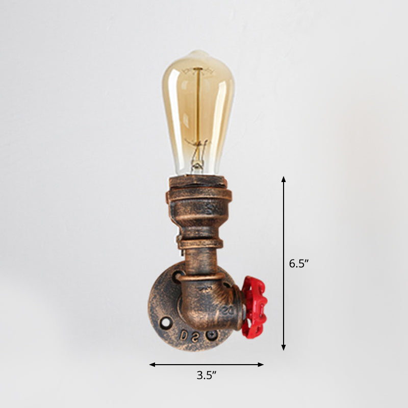 BowLift | Iron Water Pipe Wall Lamp Rustic Style Restaurant Wall Lighting Fixture in Bronze