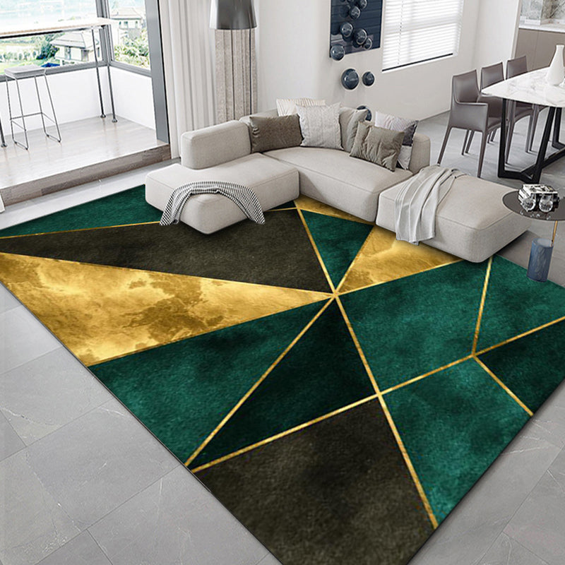 BowLift | Luxurious geometric print rug Multicolored synthetic rug with non-slip backing pet-friendly rug for the living room