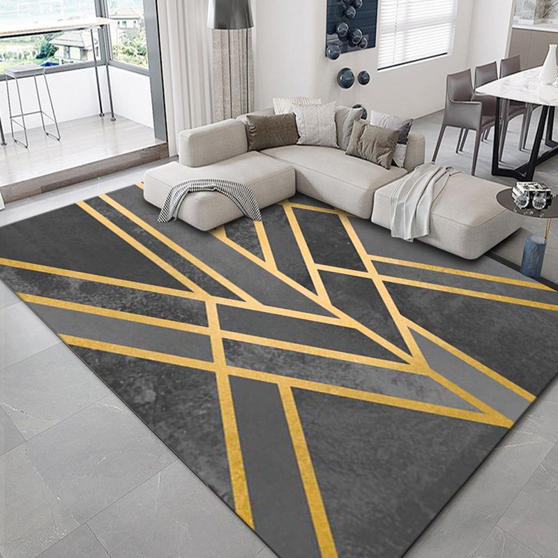 BowLift | Luxurious geometric print rug Multicolored synthetic rug with non-slip backing pet-friendly rug for the living room