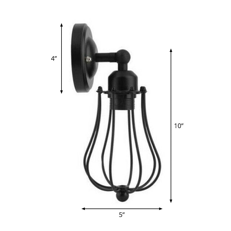 BowLift | Vintage Grapefruit Cage Wall Lamp Single Lamp Iron Wall Mounted Lamp in Black