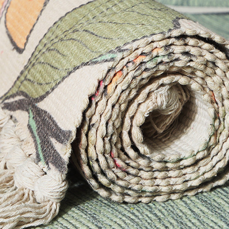 BowLift | Classic Multicolored Drop Carpet Polyester Plant Printed Carpet Non-Slip Back Machine Washable Carpet for Bedroom