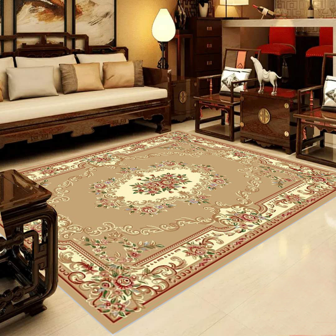 BowLift | Retro Multicolored Western Rug Synthetic Flower Design Area Rug Non-Slip Washable Rug for Living Room