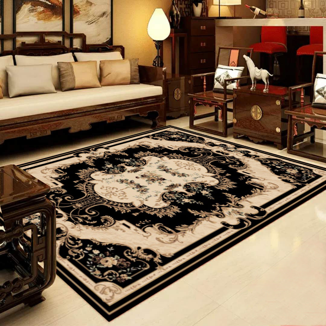 BowLift | Retro Multicolored Western Rug Synthetic Flower Design Area Rug Non-Slip Washable Rug for Living Room