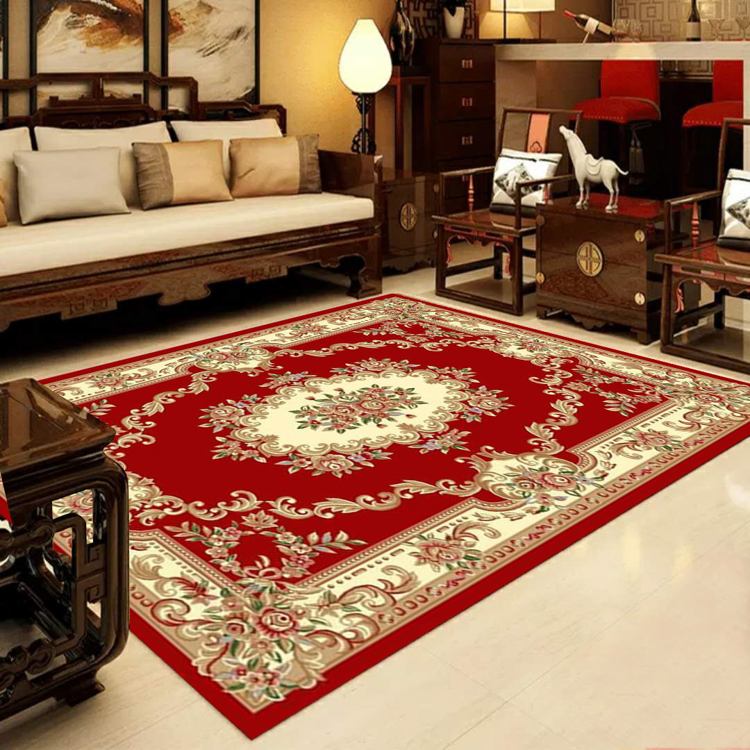 BowLift | Retro Multicolored Western Rug Synthetic Flower Design Area Rug Non-Slip Washable Rug for Living Room