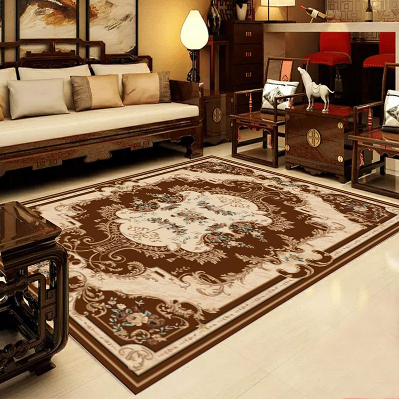 BowLift | Retro Multicolored Western Rug Synthetic Flower Design Area Rug Non-Slip Washable Rug for Living Room