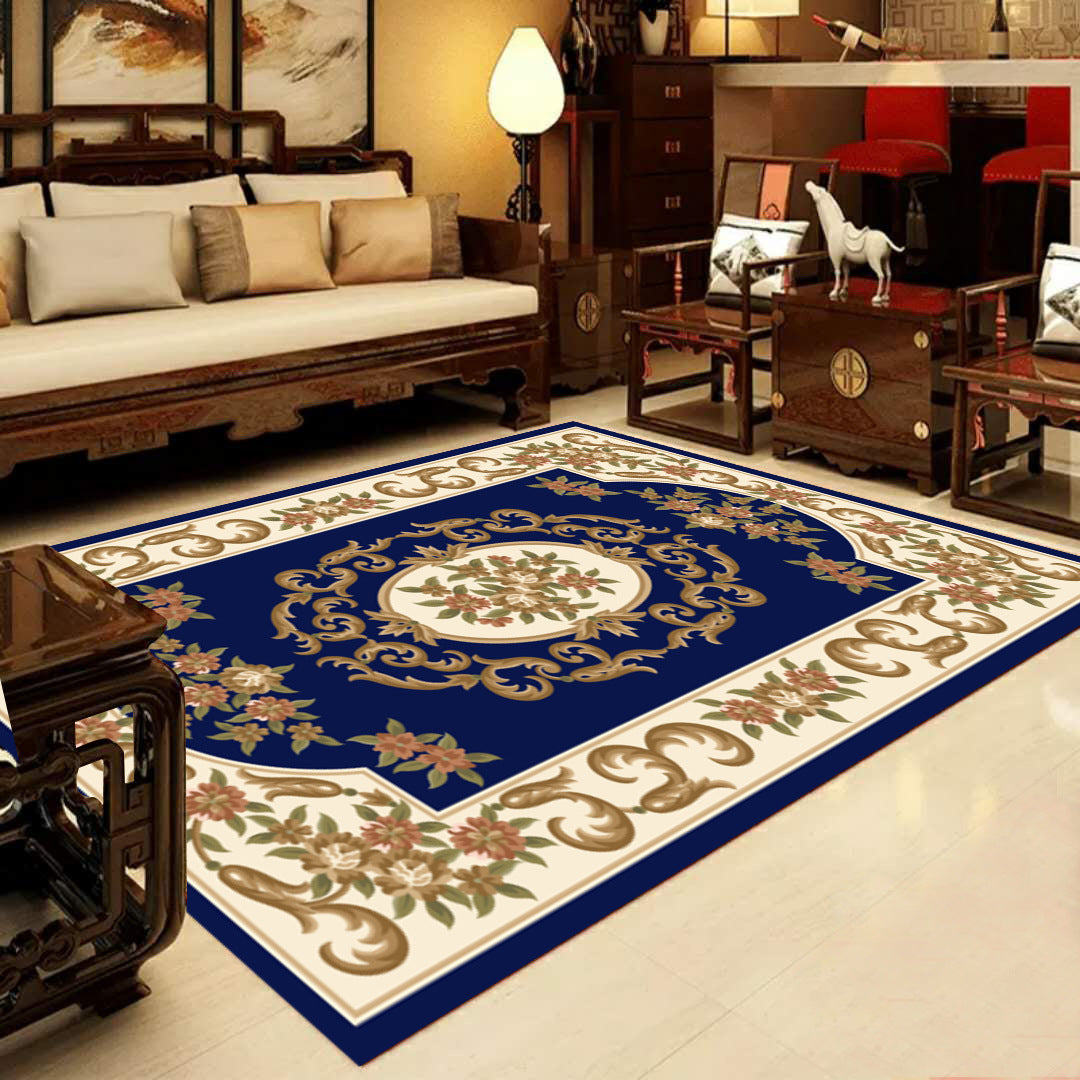 BowLift | Retro Multicolored Western Rug Synthetic Flower Design Area Rug Non-Slip Washable Rug for Living Room