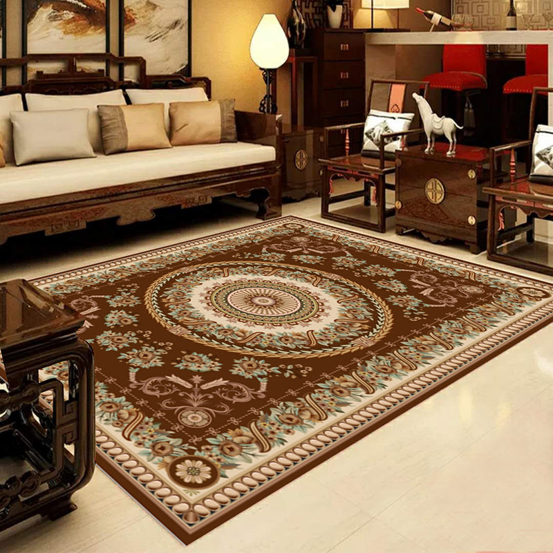 BowLift | Retro Multicolored Western Rug Synthetic Flower Design Area Rug Non-Slip Washable Rug for Living Room