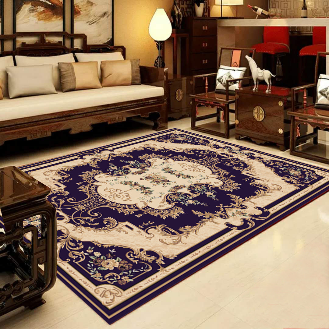 BowLift | Retro Multicolored Western Rug Synthetic Flower Design Area Rug Non-Slip Washable Rug for Living Room
