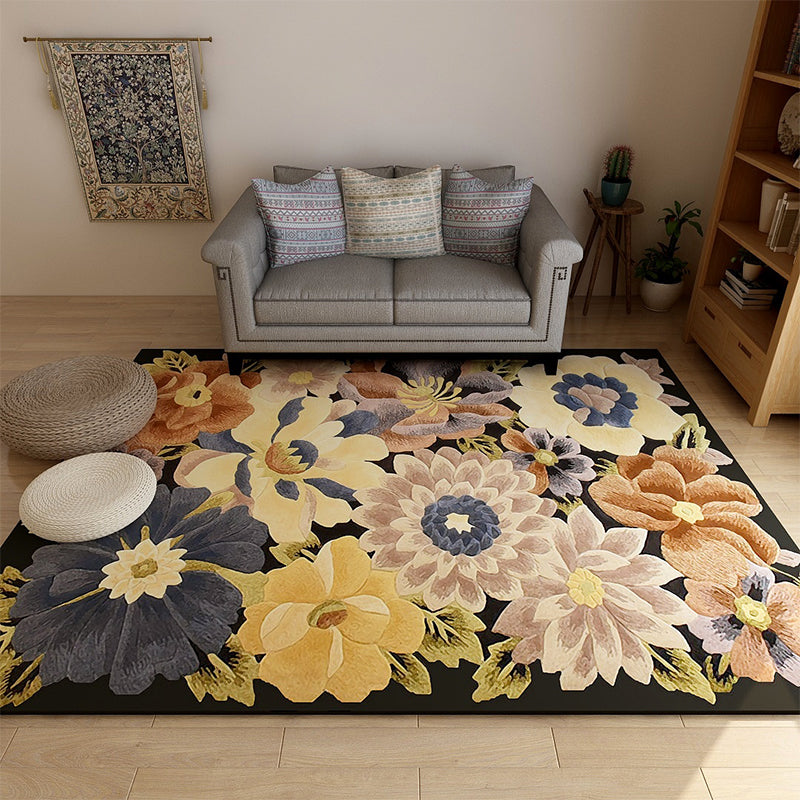 BowLift | Americana Floral Pattern Rug Multicolored Polypropylene Area Rug Pet Friendly Machine Washable Indoor Rug for Living Room