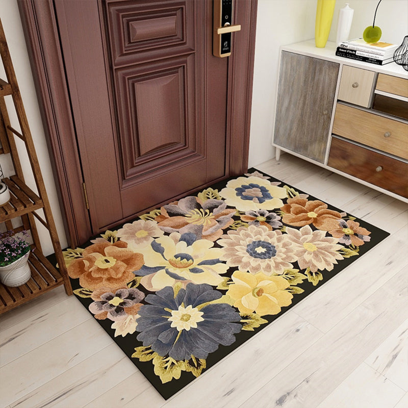 BowLift | Americana Floral Pattern Rug Multicolored Polypropylene Area Rug Pet Friendly Machine Washable Indoor Rug for Living Room