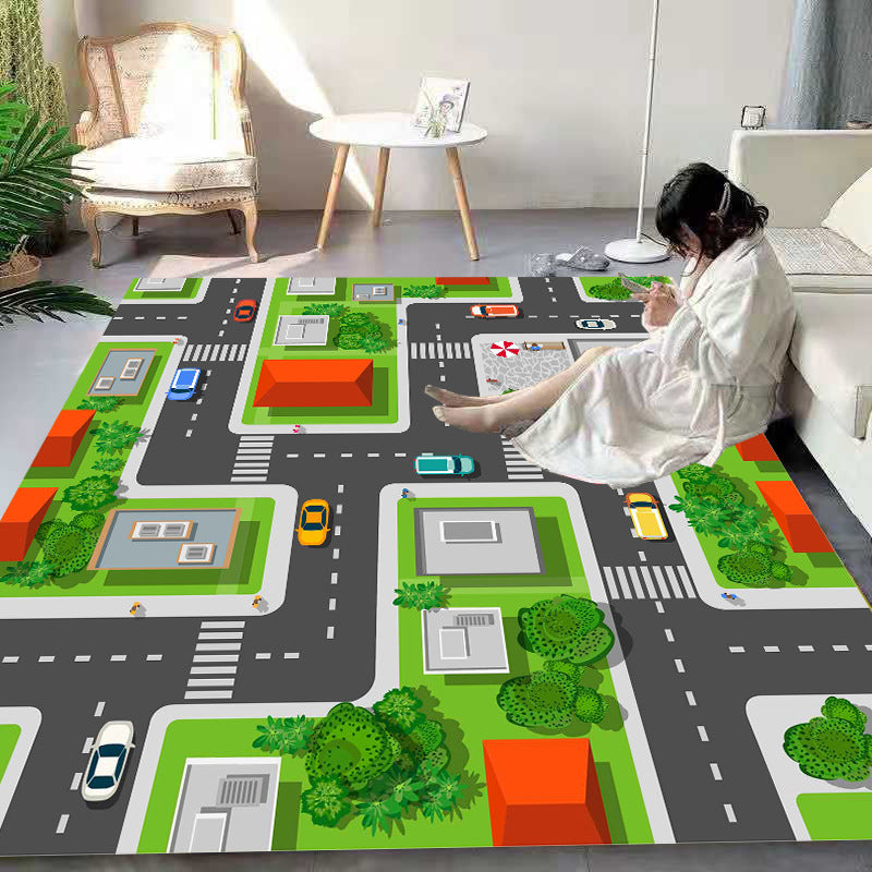 BowLift | Beautiful Cartoon Print Carpet Multicolored Polyester Area Rug Non-Slip Back Machine Washable Rug for Kids