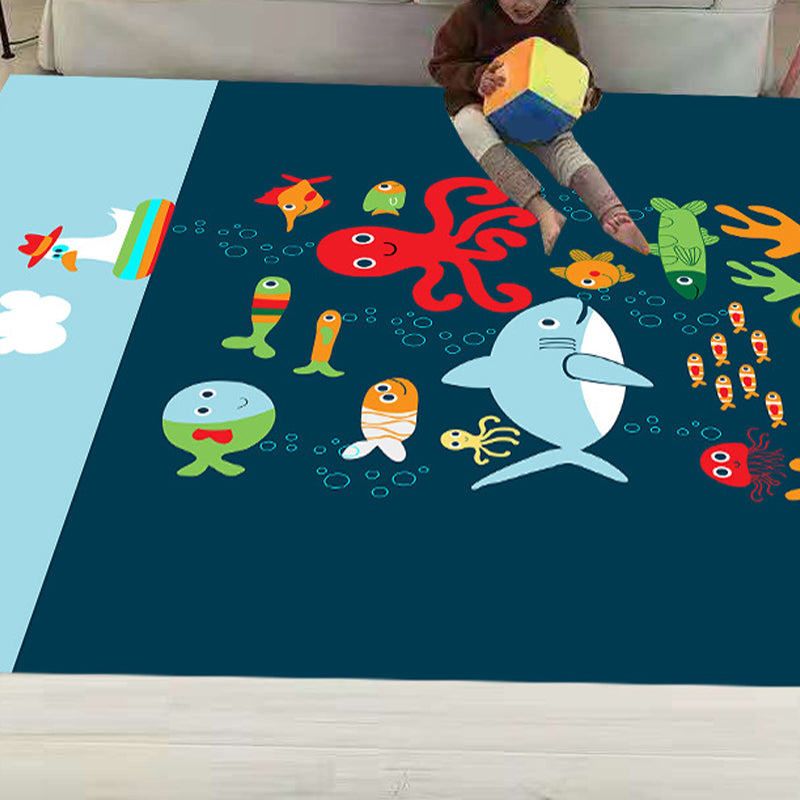 BowLift | Funny Children's Room Carpet Multicolored Cartoon Print Carpet Synthetic Non-Slip Back Easy Care Carpet