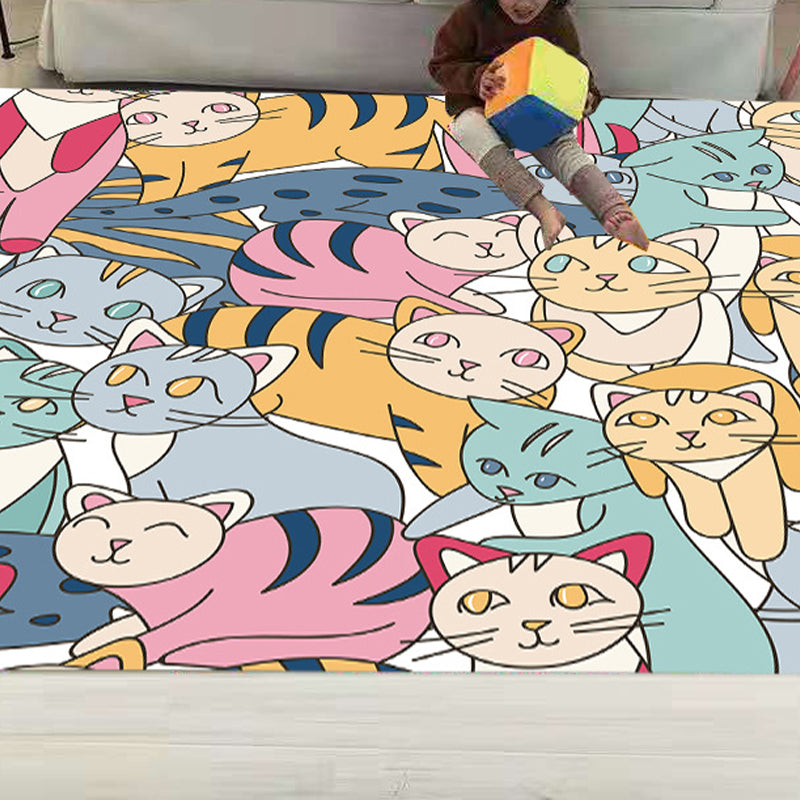 BowLift | Funny Children's Room Carpet Multicolored Cartoon Print Carpet Synthetic Non-Slip Back Easy Care Carpet