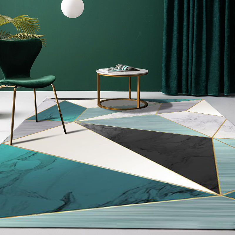 BowLift | Contemporary geometric printed carpet Multicolored polypropylene carpet Non-slip backing Machine washable carpet for the living room