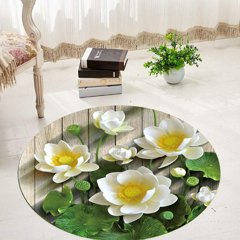 BowLift | Comfort 3D Plant Pattern Rug Multicolored Polypropylene Area Rug Easy Care Machine Washable Rug for Room