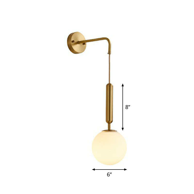BowLift | Gold Finish Mini Globe Wall Light Sconces Minimalism 1-Bulb Cream Glass Wall Lighting