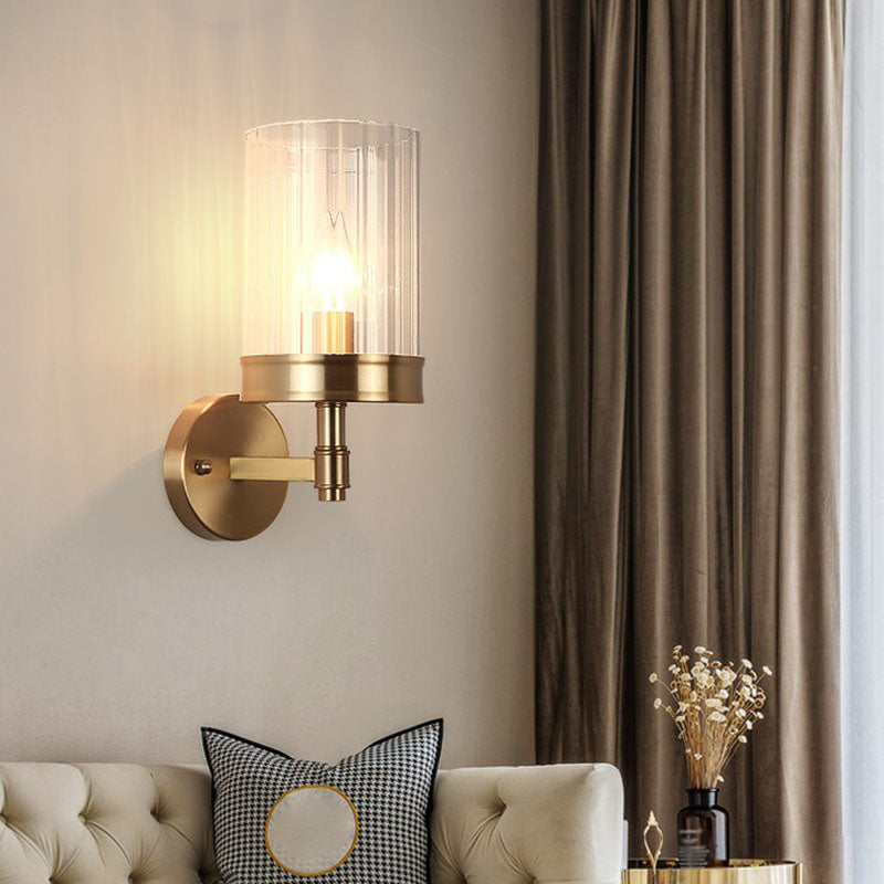 BowLift | Cup-shaped Wall Light Simplicity Clear Glass 1 Arm Gold Finish Wall Mount Light