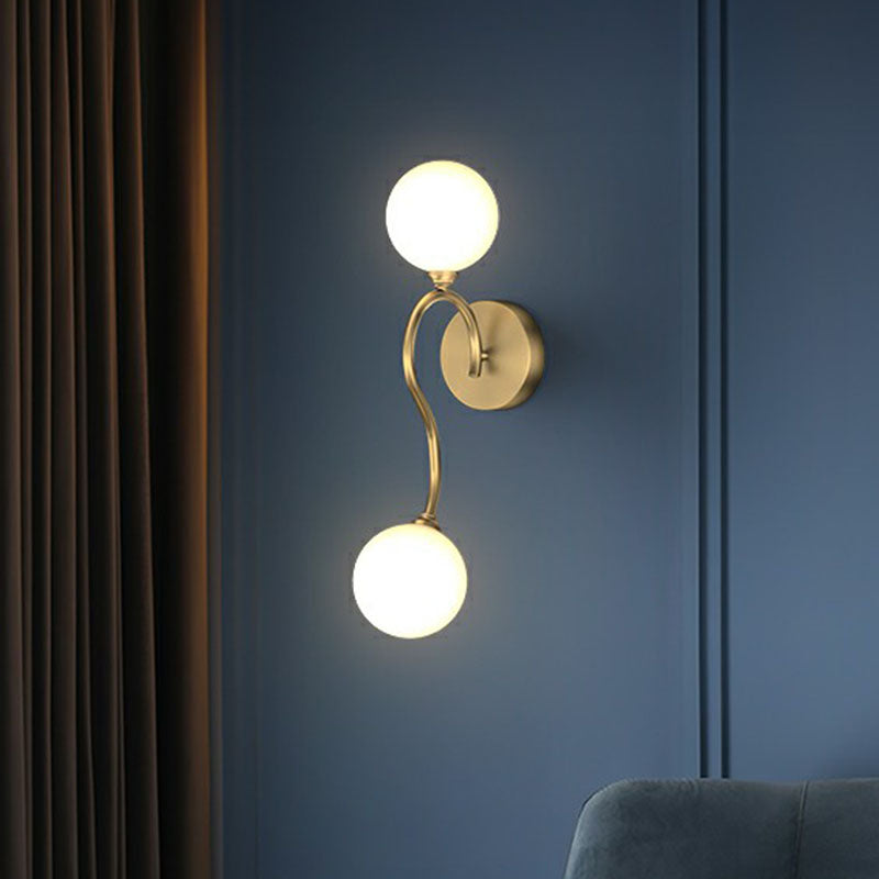 BowLift | Artistic Wall Lighting Fixture Gold Spherical Wall-Mounted Lamp with Frosted Glass Shade
