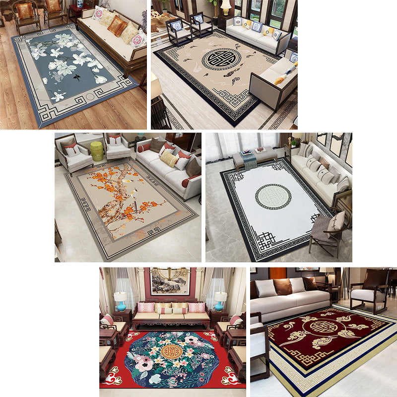 BowLift | Classic Zen Print Rug Multicolor Chinese Rug Polypropylene Non-Slip Backing Pet-Friendly Stain-Resistant Rug for Home