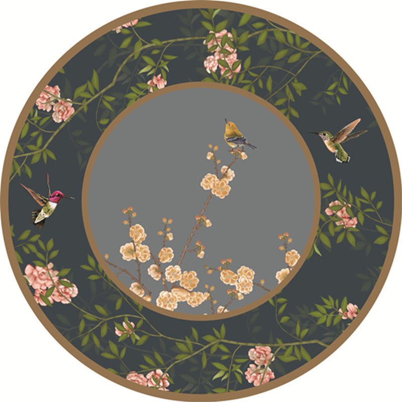 BowLift | Classic Flower and Bird Carpet Multicolor Chinese Carpet Synthetic Non-Slip Back Stain-Resistant Carpet for Deco