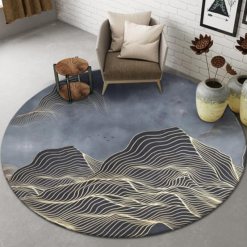 BowLift | Chinese Landscape Print Rug Multicolor Polypropylene Rug Anti-Skid Back Stain Resistant Pet Friendly Rug for the Living Room