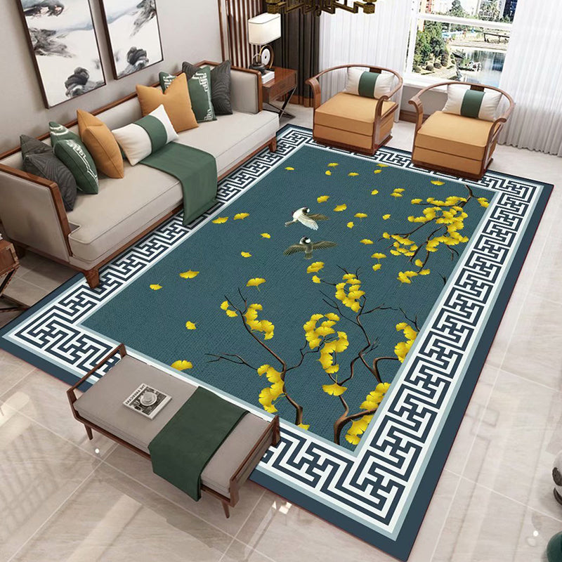 BowLift | Chinese 3D Print Rug Multicolor Polyester Rug Pet-Friendly Non-Slip Washable Rug for the Living Room