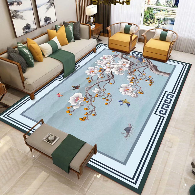 BowLift | Chinese 3D Print Rug Multicolor Polyester Rug Pet-Friendly Non-Slip Washable Rug for the Living Room