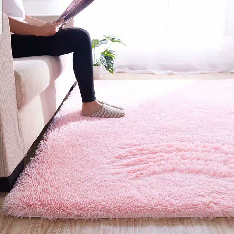 BowLift | Fluffy Plain Rug Multicolored Casual Carpet Synthetic Washable Pet Friendly Non-Slip Carpet for the Living Room