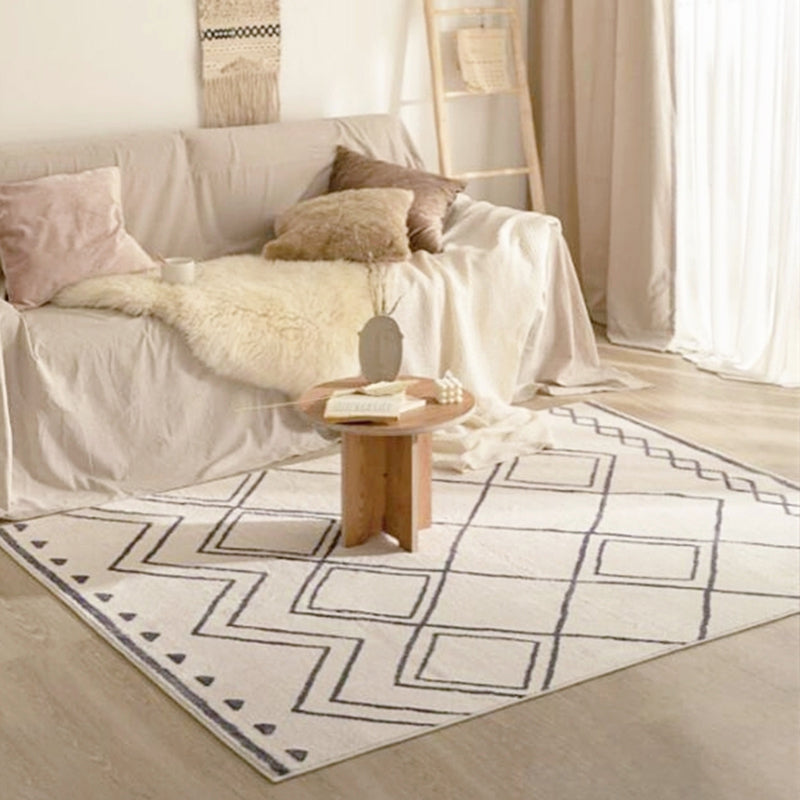 BowLift | Minimalistic diamond lines art rug multi-colored Southwestern rug synthetic washable non-slip pet-friendly rug for living room