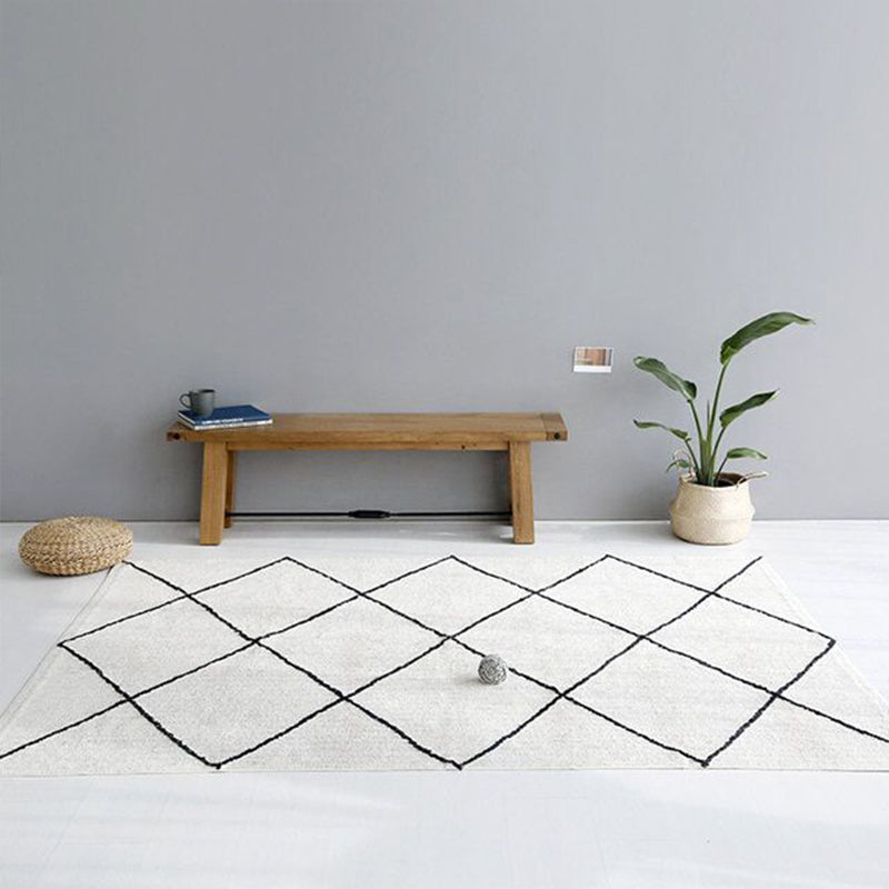 BowLift | Minimalistic diamond lines art rug multi-colored Southwestern rug synthetic washable non-slip pet-friendly rug for living room