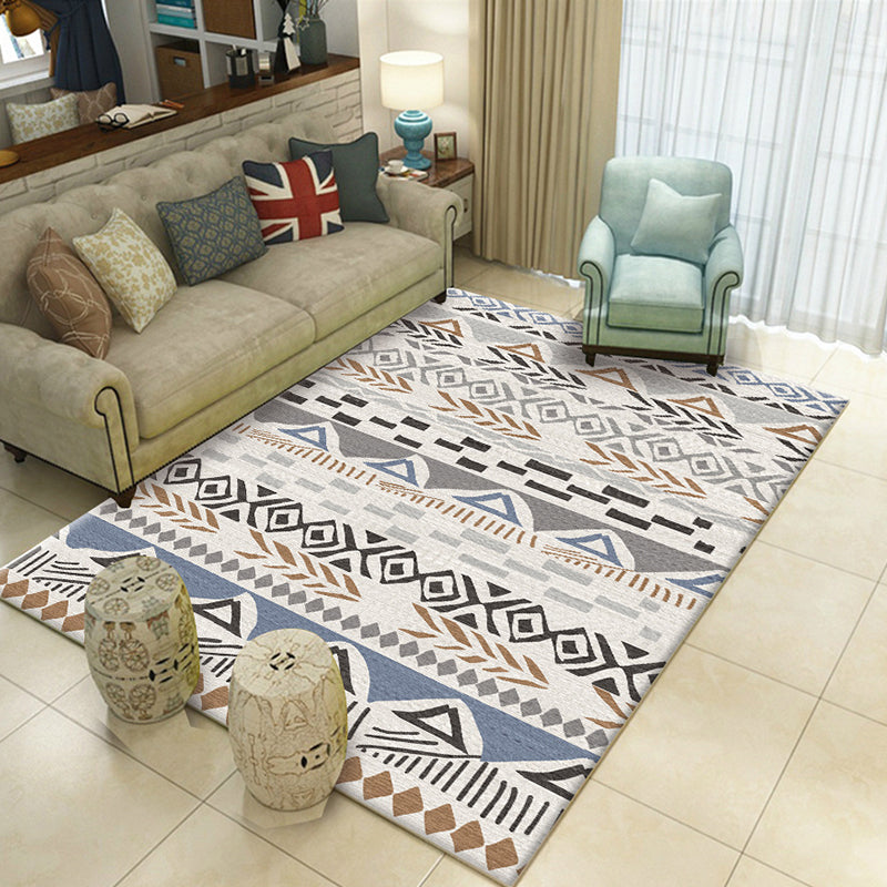 BowLift | Americana Printed Rug Multicolor Synthetic Rug Non-Slip Back Stain Resistant Washable Rug for the Living Room
