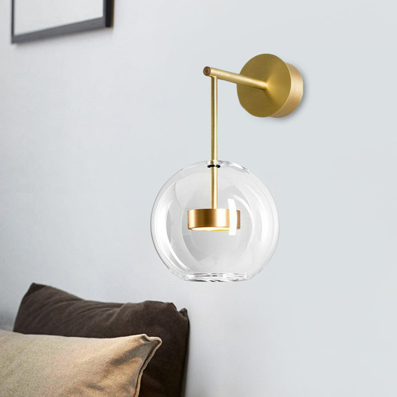 BowLift | Brass Drum Wall Mount Lamp Simplicity Metal LED Wall Light with Clear Glass Globe Shade