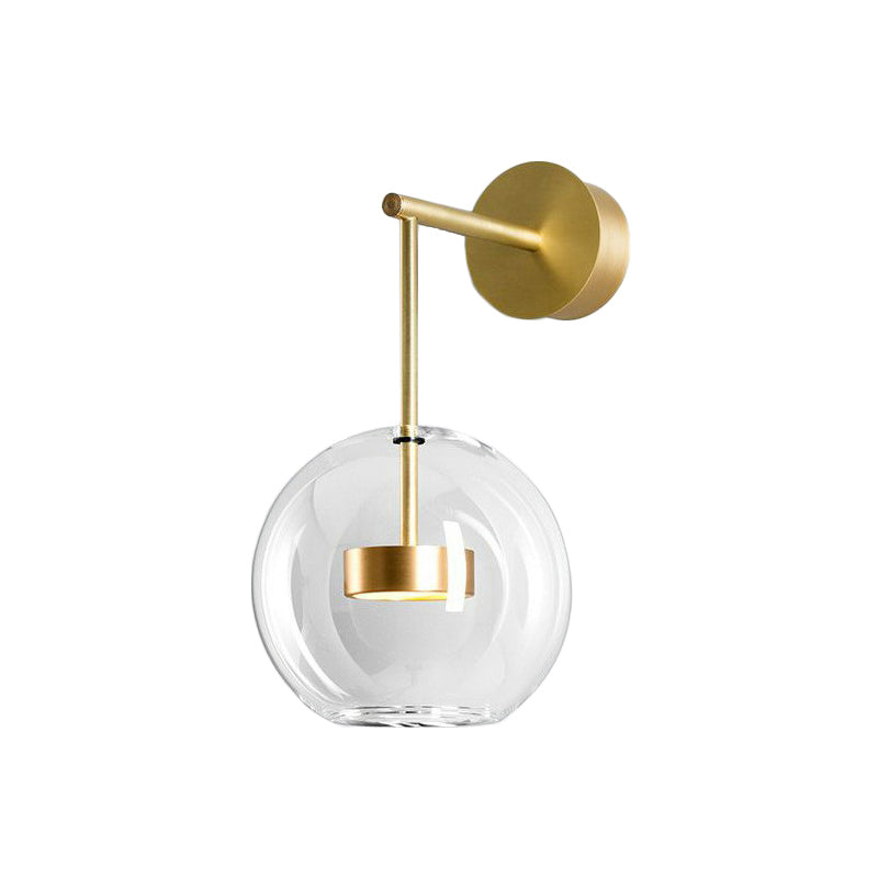 BowLift | Brass Drum Wall Mount Lamp Simplicity Metal LED Wall Light with Clear Glass Globe Shade