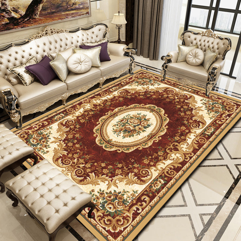 BowLift | Retro Floral Printed Rug Multicolor Synthetic Rug Non-Slip Back Machine Washable Indoor Rug for the Living Room