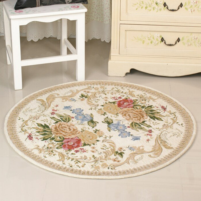 BowLift | Fancyn Multicolored Olden Carpet Synthetic Floral Printed Indoor Rug Non-Slip Back Stain Resistant Rug for Bedroom
