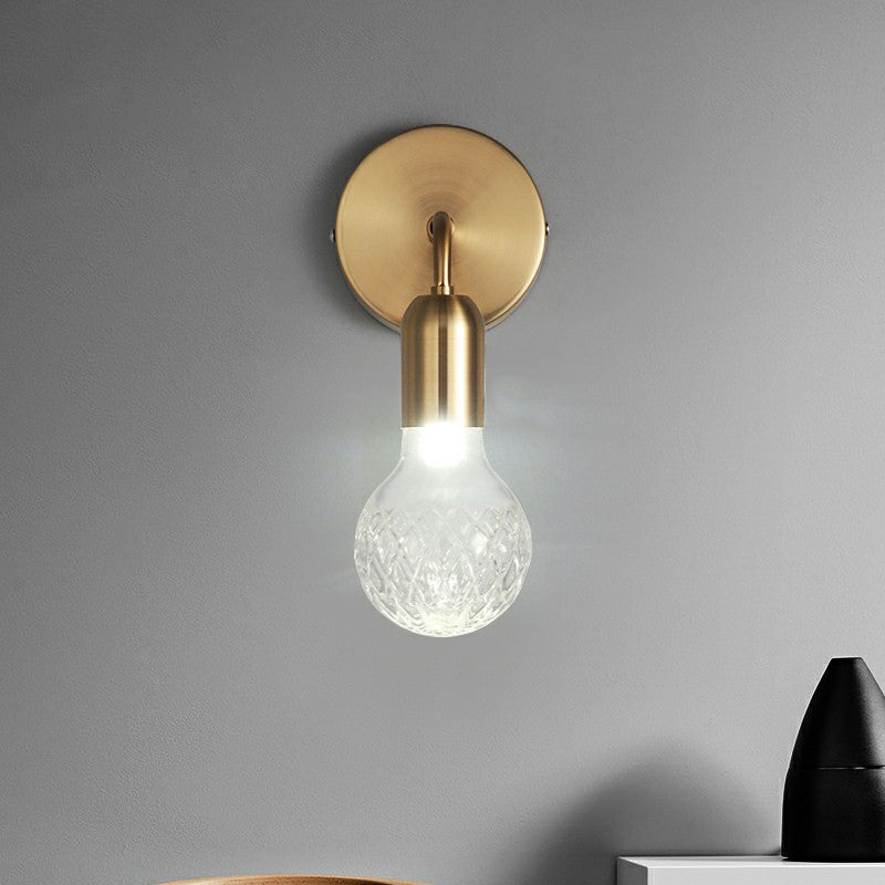 BowLift | Industrial Style Bulb-Shaped Wall Lamp Single Pane Glass Wall Lamp Fixture in Brass