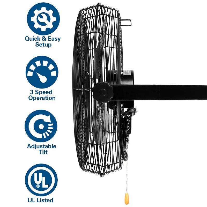 BowLift | 18 Inch Wall Mount Fan 4300 CFM 3-Speeds High Velocity Wall Fan Industrial Wall Fan Barn Fan