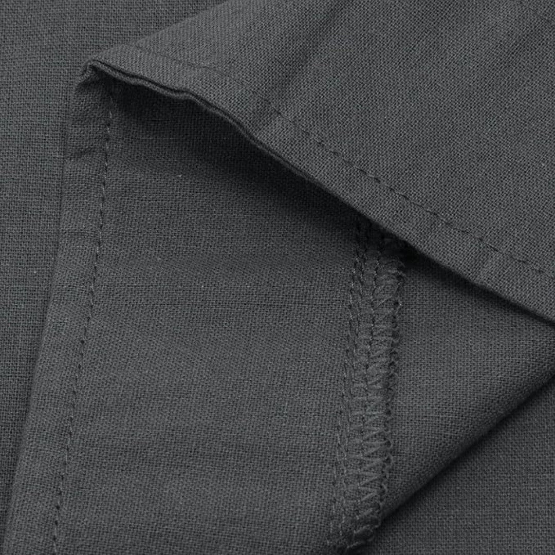 Knee-Length Linen Dress with Chest Pocket