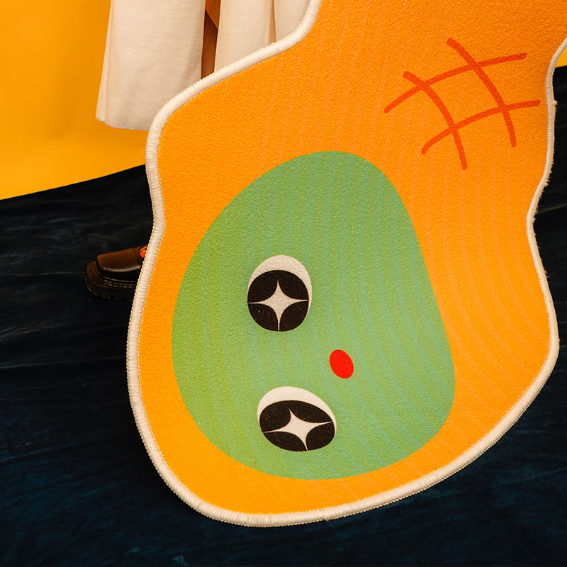 BowLift | Irregular Shape Fish Print Rug Yellow Contemporary Indoor Rug Synthetic Non-Slip Back Washable Rug for Decoration