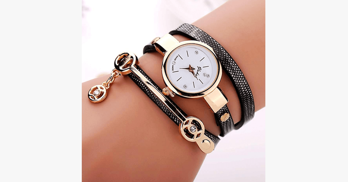 BowLift | Gold Charm Wrap Watch - Multicolored vegan leather watch for stylish people
