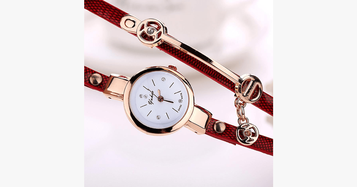 BowLift | Gold Charm Wrap Watch - Multicolored vegan leather watch for stylish people