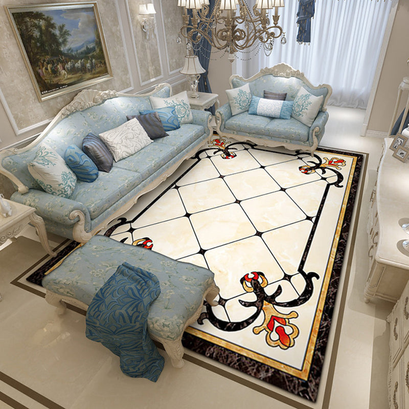 BowLift | Colorful geometric printed carpet made of polyester Retro indoor rug with non-slip backing, stain-resistant carpet for the living room