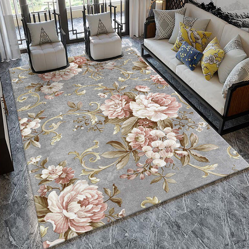 BowLift | Formal Living Room Carpet Multicolored Plant Print Carpet for Indoors Polypropylene Non-Slip Back Pet-Friendly Carpet