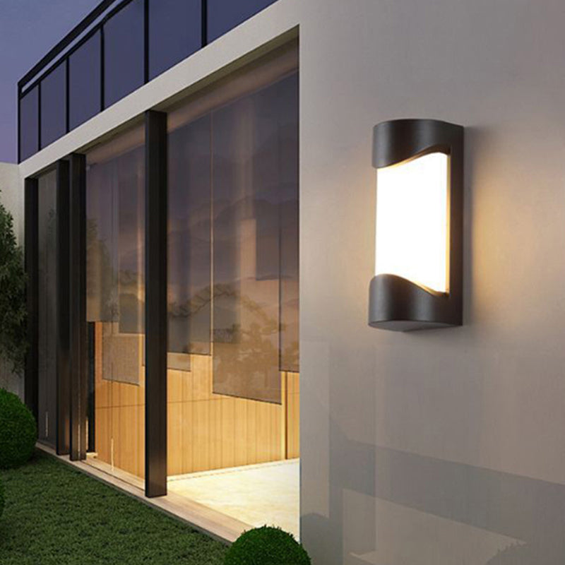 BowLift | Cylindrical Exterior Flush-Mount Wall Spotlight Metallic Modernist LED Wall Light in Black
