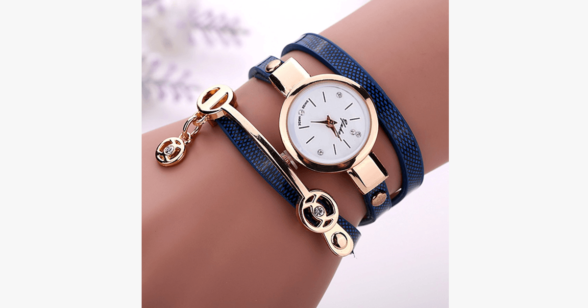 BowLift | Gold Charm Wrap Watch - Multicolored vegan leather watch for stylish people