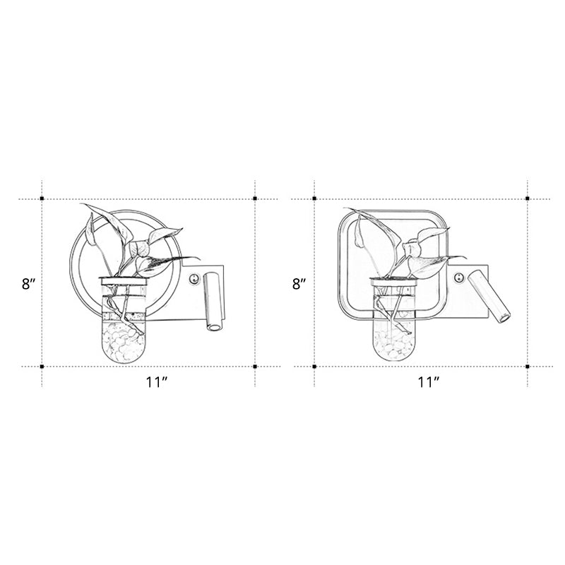 BowLift | Decorative Loop-shaped Wall Lamp Metal LED Wall Lamp with Spot and Plant Pot in Black-White